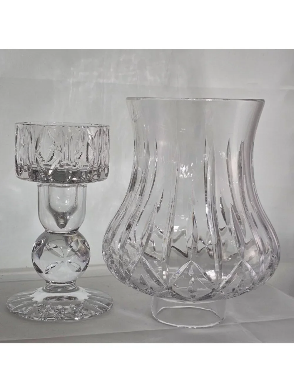 Cut Crystal Candle Hurricane Lamp 12